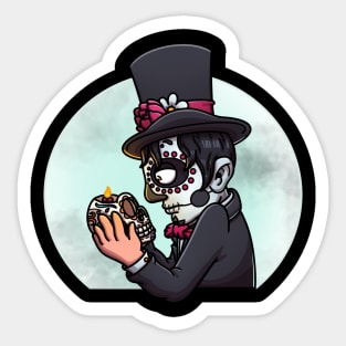 Mysterious Sugar Skull Man Sticker